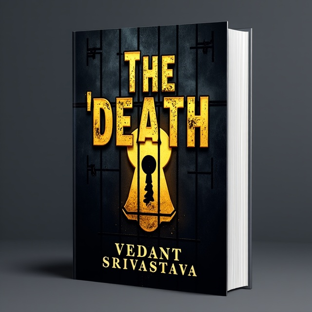 The cover features a dark and gritty prison cell with a golden keyhole in the center. The bars of the cell are slightly bent, indicating a recent escape. The title "The 'death'" is written in bold, gold letters, with the word "death" being slightly cracked and broken.