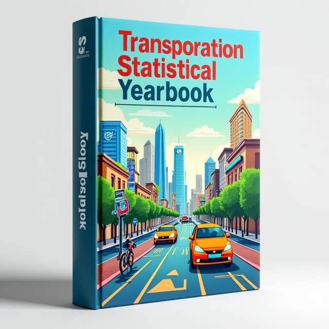 The cover features a vibrant and bustling cityscape of Tehran, with sustainable transportation options such as bicycles and electric vehicles prominently displayed. The title "Transportation Statistical Yearbook" is placed at the top in bold, modern typography, while the subtitle "Sustainable Transportation in Tehran" is placed below in a more elegant and refined font. The overall style is clean, contemporary, and visually engaging.