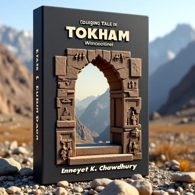The cover features a close-up photograph of an ancient stone gate in the backdrop of a rugged mountain landscape, symbolizing the remote and dangerous terrain of Taliban territory. The gate is partially open, revealing a glimpse of a hidden world beyond. The gate has intricate carvings depicting historical events, adding authenticity to the book's historical fiction genre.