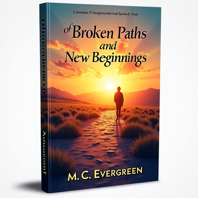 The cover features a broken path leading towards a sunrise, with vibrant colors representing hope and new beginnings. A silhouette of a person walking on the path symbolizes resilience.