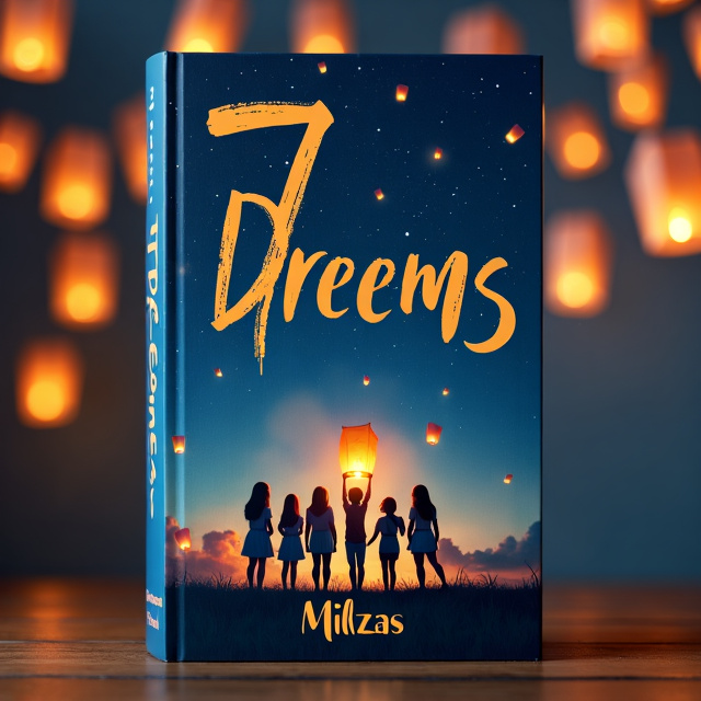 The cover features a nighttime scene with a dark blue sky filled with floating lanterns. In the center, there are seven girls standing together, symbolizing their friendship and dreams. The focus is on one girl holding a lantern, representing her aspiration to become a nurse in the future.