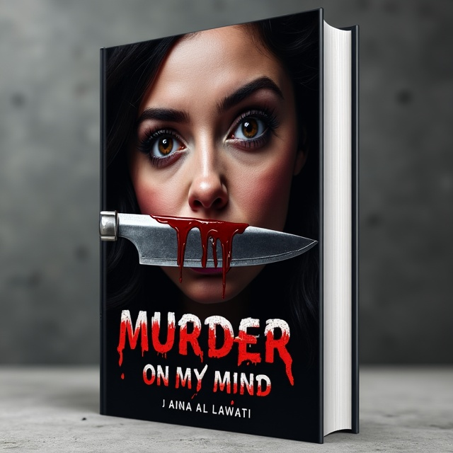 The cover features a close-up image of a woman's face with a distressed and scared expression. Blood drips down from a knife held against her throat, creating a chilling and eerie atmosphere.