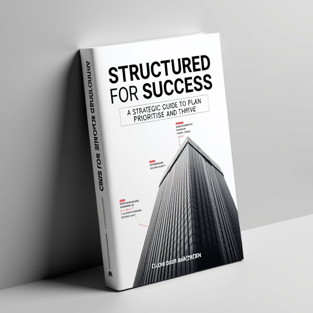 The cover features a bold and striking image of a towering skyscraper, representing the concept of institution and structure. The image is juxtaposed with a sequence of smaller images depicting a step-by-step process, symbolizing the idea of order and goal-setting. The overall style is clean and minimalist, utilizing black and white tones for a sophisticated look.