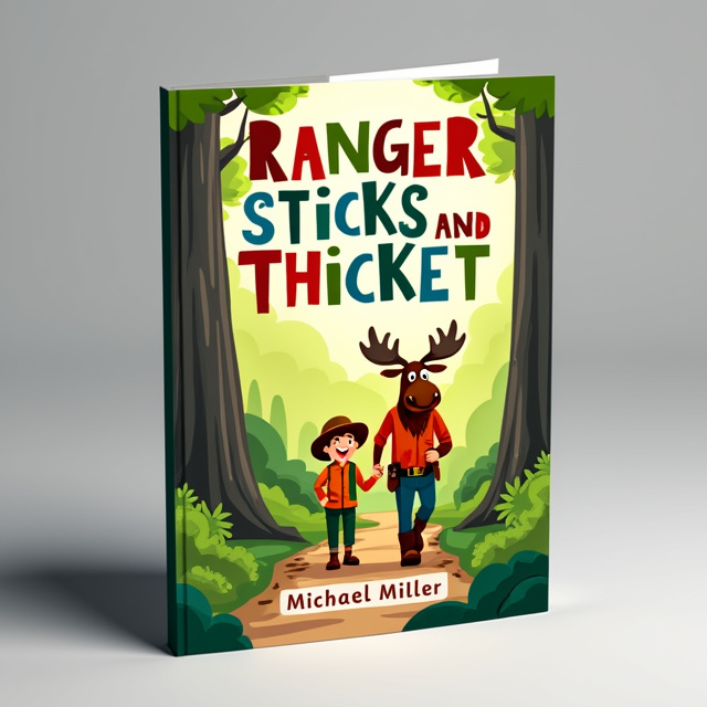 The cover features a vibrant and colorful illustration of a park ranger and a talking moose walking together on a trail in a forest. The characters are depicted with joyful expressions, conveying a sense of happiness and adventure.