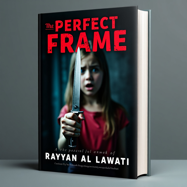 The cover features a scared adult girl in the foreground, holding a knife. The background is a dark, mysterious setting, with hints of red. The knife is prominently displayed, reflecting the suspenseful nature of the book.