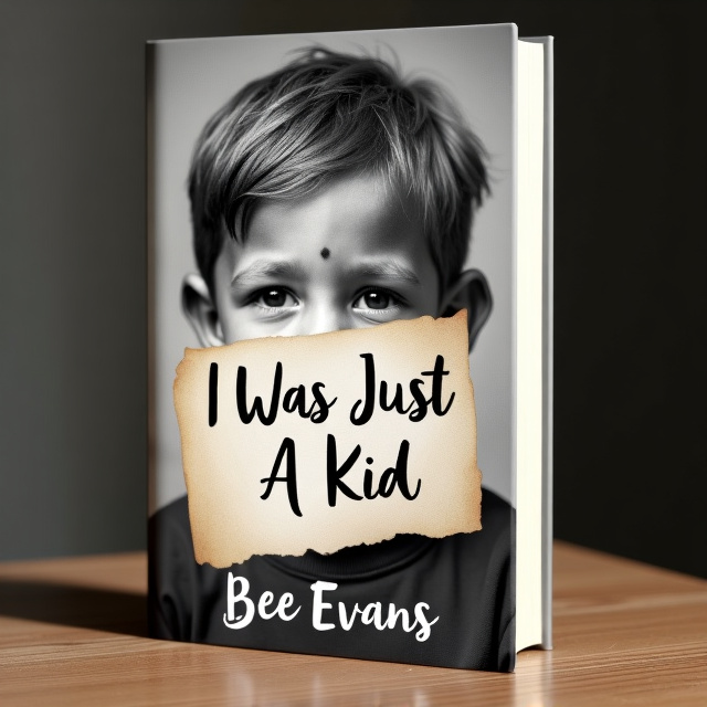 The cover features a close-up image of a young child's face, capturing their emotions and vulnerability. The image is in black and white, adding a sense of nostalgia and depth. Overlaid on the image is a faded, handwritten letter, symbolizing the personal journey and introspection of the memoir.