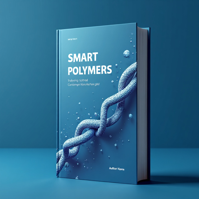 The cover features a crisp and modern design with a central image of a polymer chain, representing the book's theme. The polymer chain is intelligently intertwined with subtle Iranian symbols, symbolizing the book's connection to Iran. The background is in a vibrant Persian blue color, further enhancing the smart and modern aesthetic of the cover.
