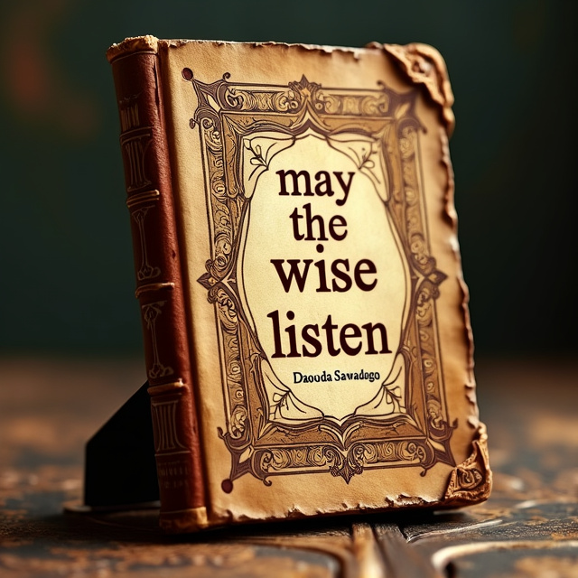 The cover features a close-up image of an old, weathered book with intricate patterns on its cover. Surrounding the book are flowing lines that represent wisdom and learning. The colors used are warm, earthy tones to evoke a sense of knowledge and enlightenment.
