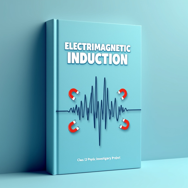 The cover features a minimalistic design with a light blue background. In the center, there is a vector illustration of an electromagnetic wave with a comical twist, depicting it as a wavy line with a humorous face. The wave is surrounded by circular symbols representing magnets and coils, symbolizing electromagnetic induction.