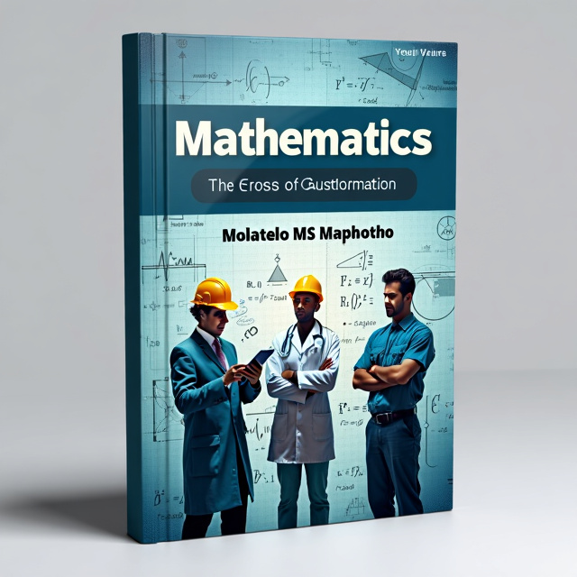The cover features a background of mathematical equations and graphs, with an overlay of a blueprint-like design. In the foreground, there are three figures representing an engineer, doctor, and scientist, each holding a mathematical tool relevant to their profession.