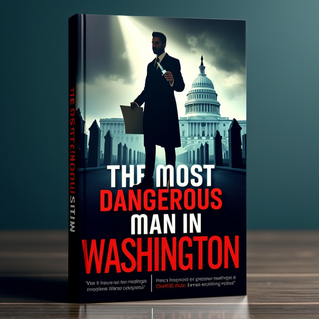 The cover features a dark and moody color palette with a central figure standing in a confident yet mysterious pose. The silhouette of the man holds a syringe in one hand and a stack of confidential documents in the other. The U.S. Capitol building looms in the background, partially obscured by dark clouds, while a hospital scene with shadowy figures and a graveyard represent the sinister medical protocols and deadly consequences. The juxtaposition of these elements creates a sense of fear and suspense.