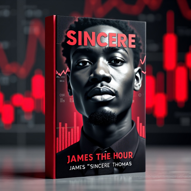 The cover features a close-up image of a young Black man with a determined and focused expression on his face, surrounded by a backdrop of stock market charts and graphs. The color scheme is predominantly black and red, with the red representing the intensity and volatility of the financial world.