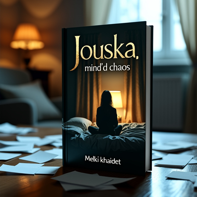 The cover features a dimly lit room with a solitary figure sitting on the edge of a bed. The figure is slightly blurred and lacks clear facial features, representing the protagonist's struggle with depression and loneliness. The room is adorned with scattered papers and a dimly lit lamp, reflecting the chaos within the protagonist's mind.
