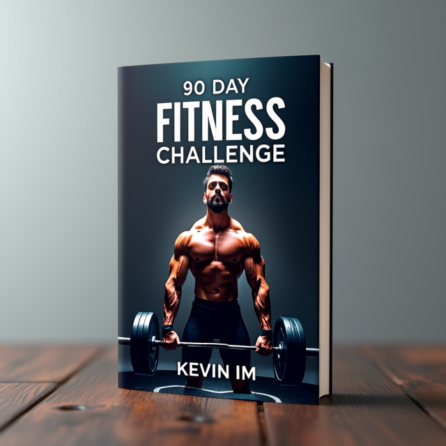 A powerful figure in a forward-leaning stance, lifting weights, with muscles highlighted by glowing effect. Gradient background transitioning from dark to light shades. Bold typography for the title placed at the top, with a motivational tagline beneath it. Weightlifting equipment subtly included in the surroundings.