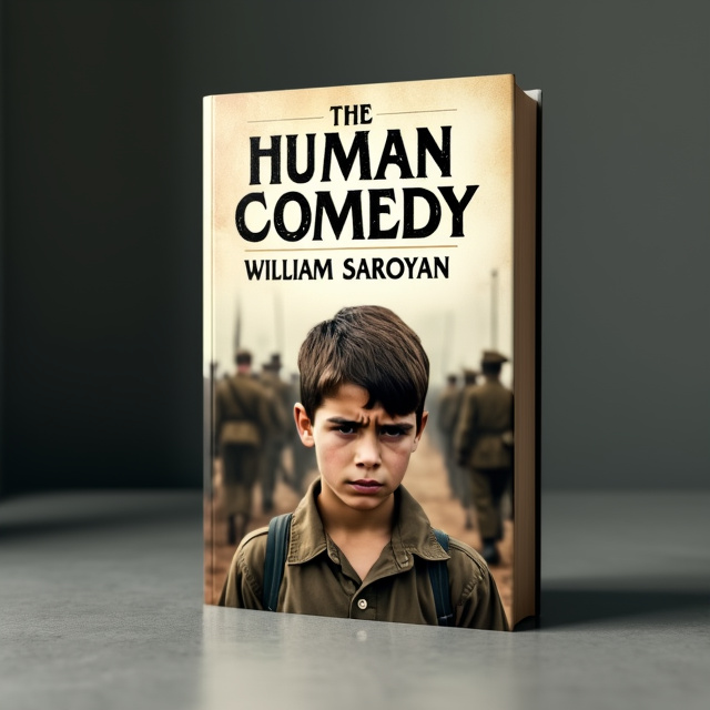 The cover features a close-up image of a young teenage boy, with a sad and contemplative expression on his face. Behind him, there is a faded image of soldiers marching off to war. The colors used are muted and somber, reflecting the emotional tone of the book.