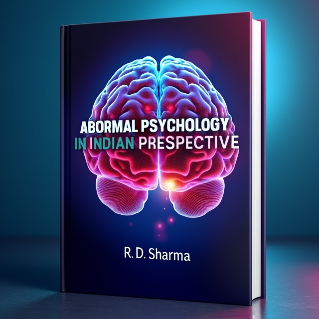 The cover features a close-up photograph of a human brain with vibrant colors to represent the concept of abnormal psychology. The title is placed prominently in the center of the cover, with the author's name at the bottom. The background is a gradient of dark blue and purple hues, adding depth to the overall design.