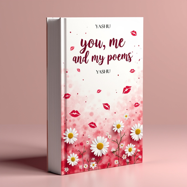 The cover features a mixed white and pink background with falling daisies, creating a sense of innocence and sweetness. The scene is blended with kisses, representing the romantic element of the book.