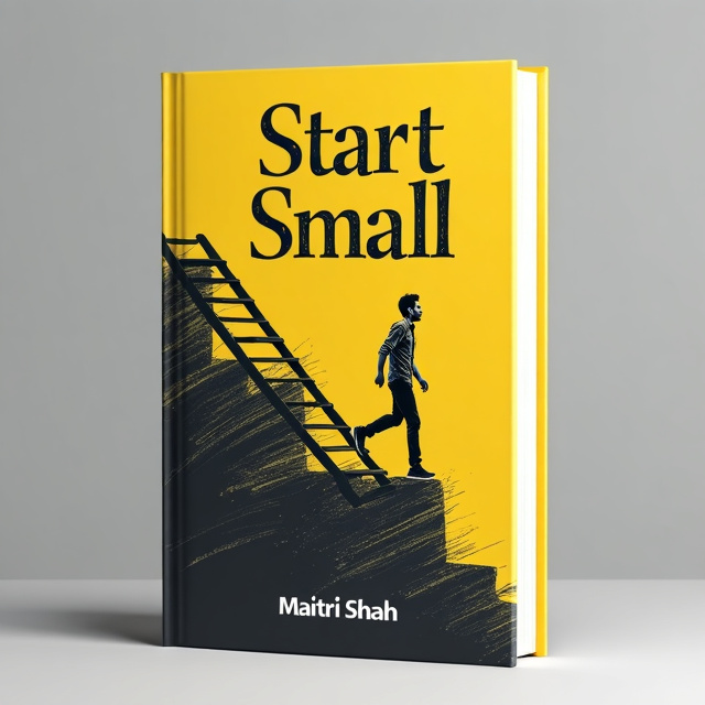 The cover features a sketched image of a person climbing a ladder, symbolizing their journey towards success and goal achievement. The person is shown with determination and confidence, with their head held high. The color palette is predominantly yellow and black, with yellow representing optimism and black representing strength and power.