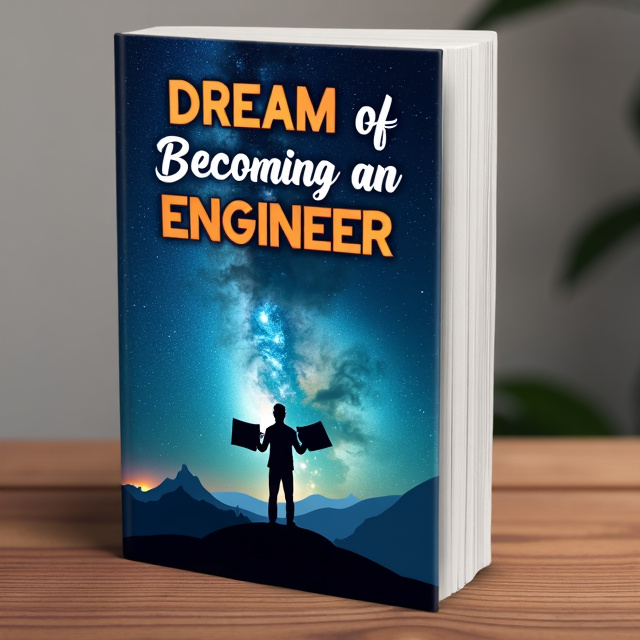 The cover features a dreamy, ethereal scene of a night sky filled with stars. In the foreground, there is a silhouette of a person holding a blueprint, symbolizing the protagonist's aspirations of becoming an engineer.