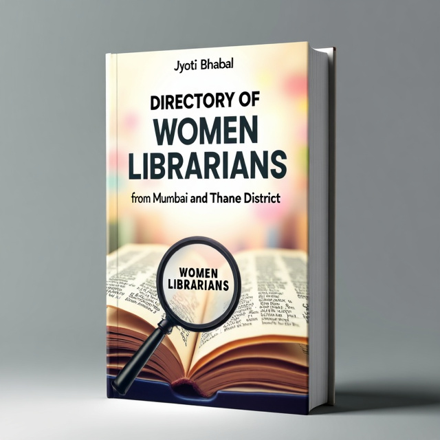 The cover features a close-up image of an open book with pages filled with names. At the center of the book, there is a magnifying glass highlighting the word "Women Librarians." The background is a soft gradient of pastel colors representing the diversity of the librarians featured in the book.