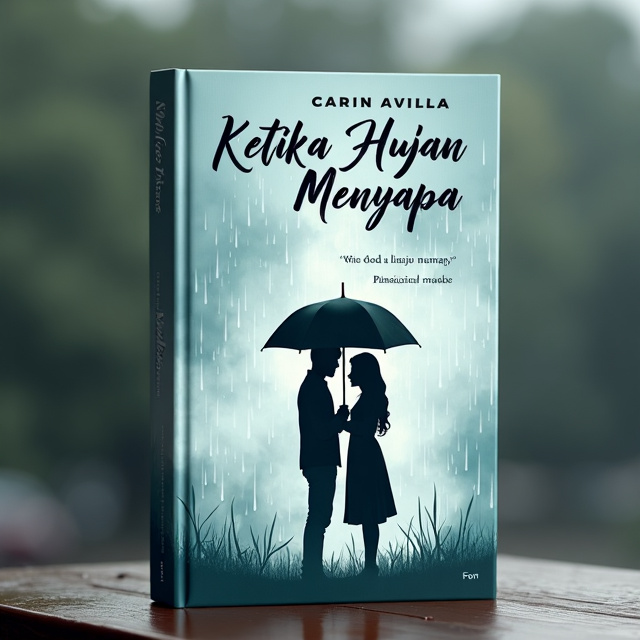The cover features a soft, watercolor wash of muted blues and grays, creating an atmosphere of a rainy day. Subtle textures resembling rain falling can add depth to the background. In the center, there’s a silhouette of two figures standing under a shared umbrella, facing each other. Their postures convey a sense of intimacy and connection, suggesting a moment of conversation or understanding.