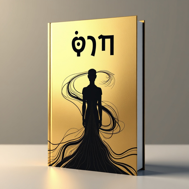 The cover features a golden background with a subtle texture, symbolizing enlightenment and personal growth. In the center, there is an abstract silhouette of a person, representing the inner journey and self-discovery. The silhouette is surrounded by swirling black lines, symbolizing the complexities of the human experience and the depth of existence.