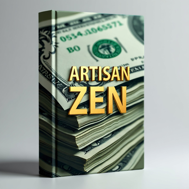 The cover features a close-up image of a stack of dollar bills, with the title "Artisan Zen" overlaid in bold, gold metallic lettering. The dollar bills are arranged in an organized and structured manner, symbolizing the business proposal aspect of the book. The overall visual style is clean and modern, with a focus on the money element.