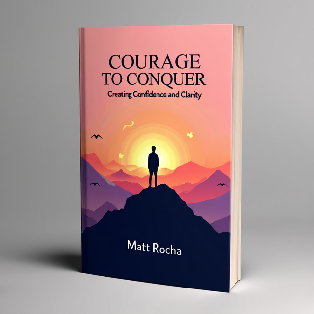The cover features a person standing at the top of a mountain, silhouetted against a vibrant sunrise. The sky is painted with shades of orange and pink, symbolizing hope and new beginnings. Subtle rays of light spread out around the figure, portraying transformation and enlightenment.
