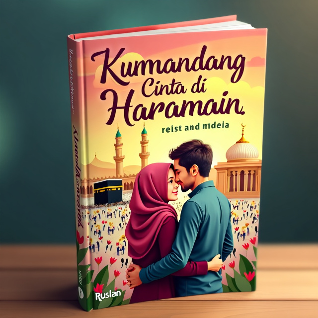 The cover features a vibrant and colorful illustration of the cities of Mecca and Medina. In the foreground, there is a Muslim woman wearing a hijab, with a man standing beside her. The focus is on their faces, portraying love and affection. The background showcases the iconic landmarks of the cities, such as the Kaaba and the Prophet's Mosque.