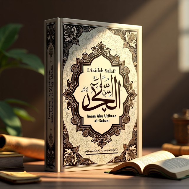 The cover features a beautiful Islamic pattern as the background, with intricate designs and geometric shapes. In the center, there is a classical Islamic calligraphy of the book title, "Akidah Salaf dan Ahli Hadis," in a bold and elegant font. Surrounding the title, there are silhouettes of old manuscripts and scrolls, representing the classical nature of the book's content.