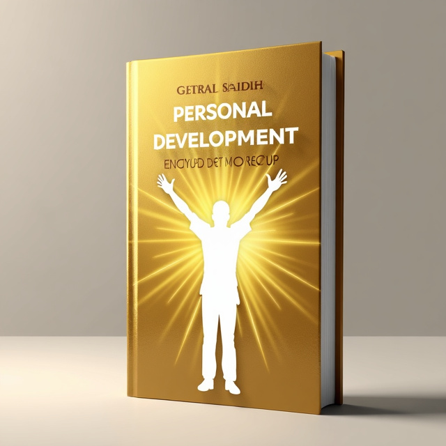 The cover features a golden background with a white silhouette of a person standing confidently with outstretched arms, representing personal development. The title "توسعه فردی" is placed at the top in bold gold font, while "خودشناسی" is placed at the bottom in smaller white font. A subtle golden glow emanates from the silhouette, adding depth to the design.