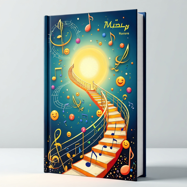 The cover features a vibrant and colorful illustration of a symphony of musical notes, representing the harmony and beauty of life. The notes are intertwined with elements symbolizing happiness and purpose, such as smiling faces and rays of light. The overall visual style is whimsical and enchanting.