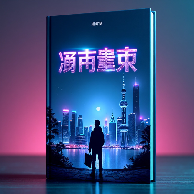 The cover features a futuristic cityscape of Shanghai, with buildings reaching towards the sky and neon lights illuminating the night. In the center, there is a silhouette of a student holding a book, symbolizing the journey to success. The overall color scheme is a blend of blues and purples, creating a sense of mystery and intrigue.