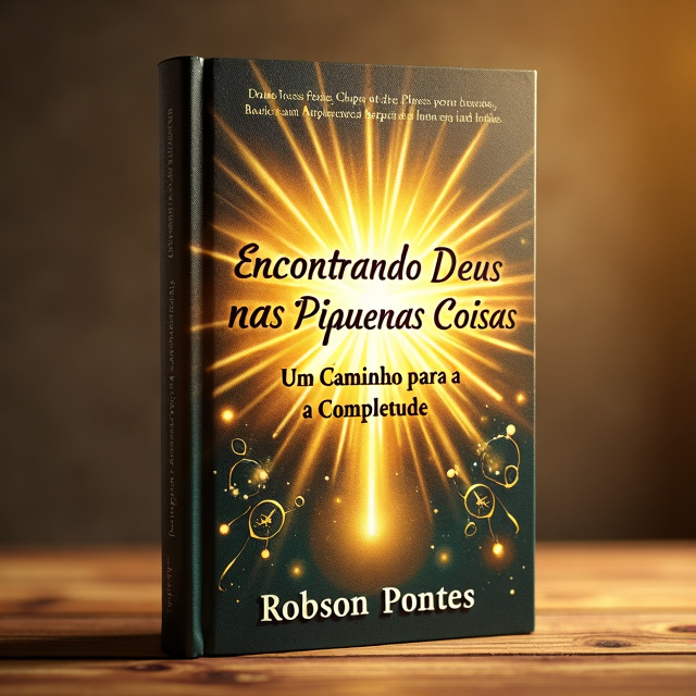 The cover features a radiant, golden sunburst in the center, symbolizing divine illumination and enlightenment. Surrounding the sunburst are delicate, intricate patterns reminiscent of small, everyday objects, representing the theme of finding God in the little things. The overall visual style is ethereal and mystical.
