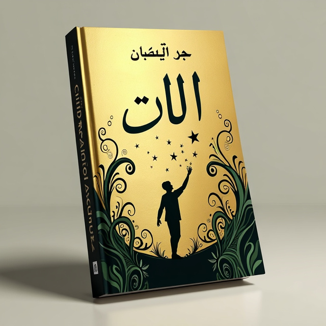 The cover features a gold background with a subtle texture, symbolizing success and achievement. In the center, there is an illustration of a person reaching for the stars, representing personal growth and aspiration. The image is surrounded by swirling patterns in black and green, adding a touch of elegance and liveliness to the design.