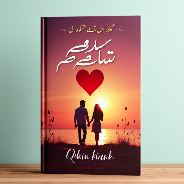 The cover features a romantic landscape with a sunset and a couple walking hand in hand. The colors are warm and vibrant, with shades of red, orange, and pink. The image of a heart is superimposed on the background, symbolizing love and connection.