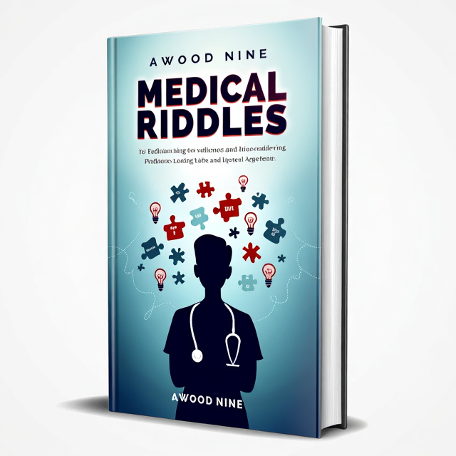 The book cover features a bold title at the top in dark navy and red accents. In the center, there is an illustration of a silhouette of a medical student deep in thought, surrounded by puzzle pieces and light bulbs, representing problem-solving and intellect. The background is a gradient of light blue and white hues with faint medical outlines to create a sense of professionalism and sophistication.