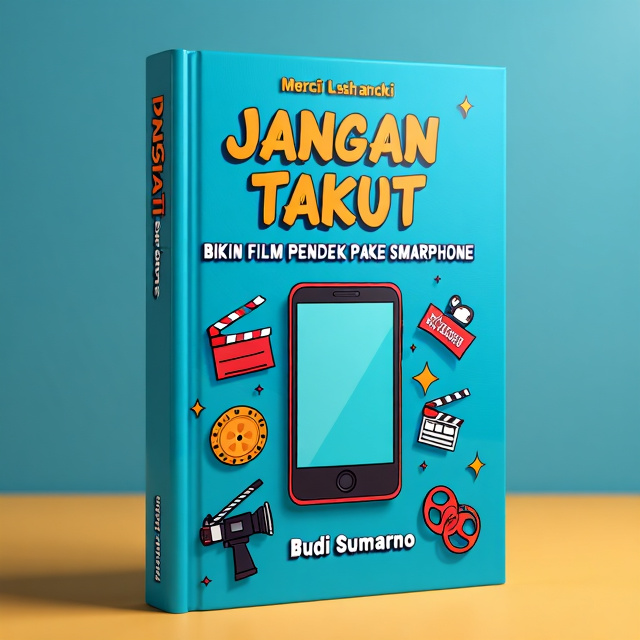 The cover features a vibrant blue background with a playful illustration of a smartphone in the center. Surrounding the smartphone are various film-related icons such as a clapperboard, camera, and film reel. The author's name is displayed at the top in a bold and modern font.