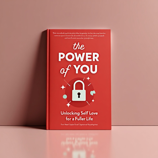 The cover features a bold red background with a central image of a lock being opened, symbolizing unlocking the power of self-love. Surrounding the lock are abstract shapes representing personal growth and empowerment.