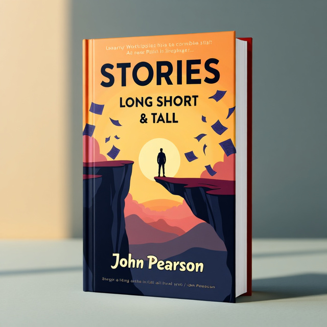 The cover features a captivating image of a silhouette standing on the edge of a cliff, overlooking a vast expanse of land and sky. The silhouette is surrounded by floating pages, representing the stories within the book. The color palette is warm and vibrant, evoking a sense of adventure and discovery.