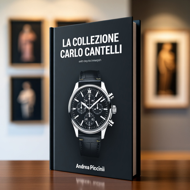 The cover features a sleek and modern watch, positioned at an angle to convey precision. The watch is placed against a backdrop of a blurred art gallery, symbolizing the art and photography genre. The overall composition is clean and minimalist, with a focus on the watch as the central element.