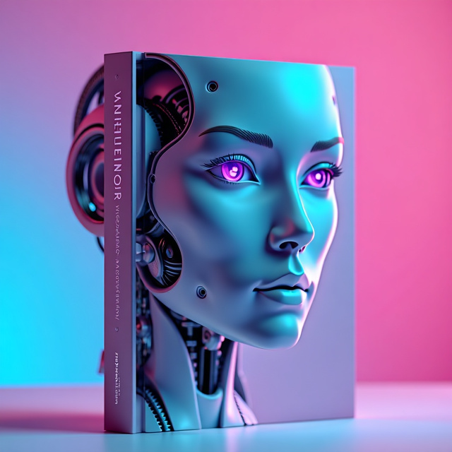 The cover features a close-up image of a futuristic robot face, representing the concept of artificial intelligence. The background is a gradient of pink and blue colors, creating a visually appealing and modern look.