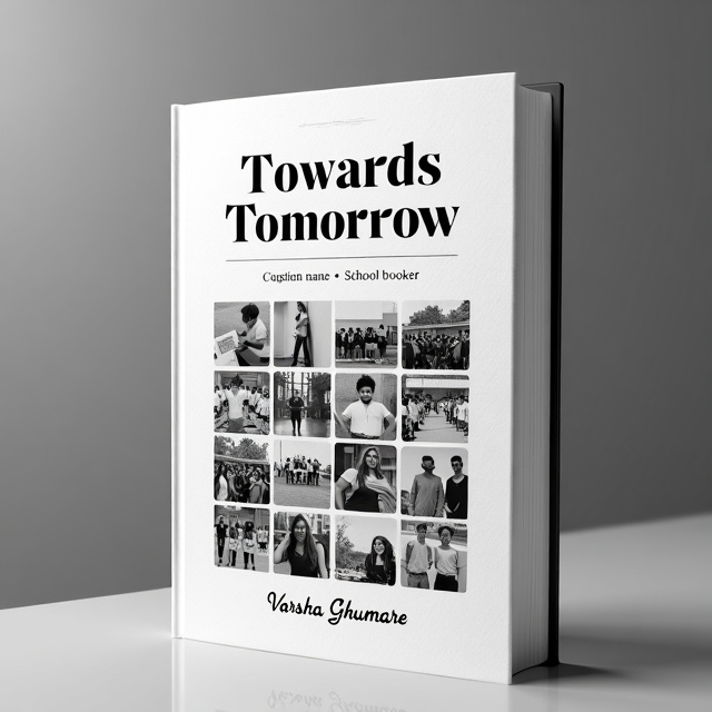 The cover features a classic black and white color scheme with a nostalgic touch. It includes a collage of memorable moments from the school year, such as graduation, sports events, and group photos. The images are arranged in a grid-like pattern, creating a sense of order and organization.