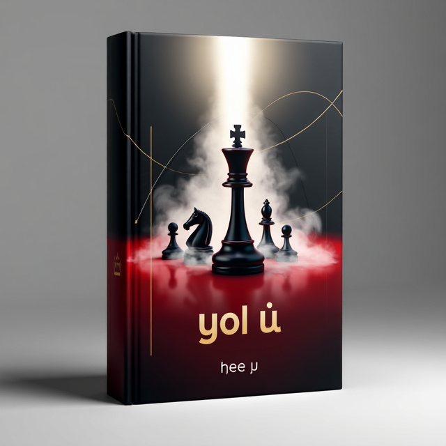 The cover features an elegant gradient background in dark red and black, symbolizing power and passion. At the top, a white beam of light shines on the king chess piece, creating a sense of confidence and leadership. Surrounding the king, smaller chess figures gradually fade into white smoke, emphasizing the dominance of the king. Thin gold lines add a touch of luxury and creativity to the design.