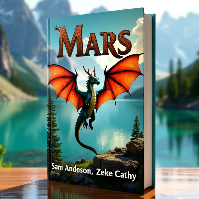 The cover features a serene lake surrounded by lush green mountains. In the foreground, a majestic dragon with vibrant colors and intricate details is depicted, its wings outstretched as if ready to take flight.