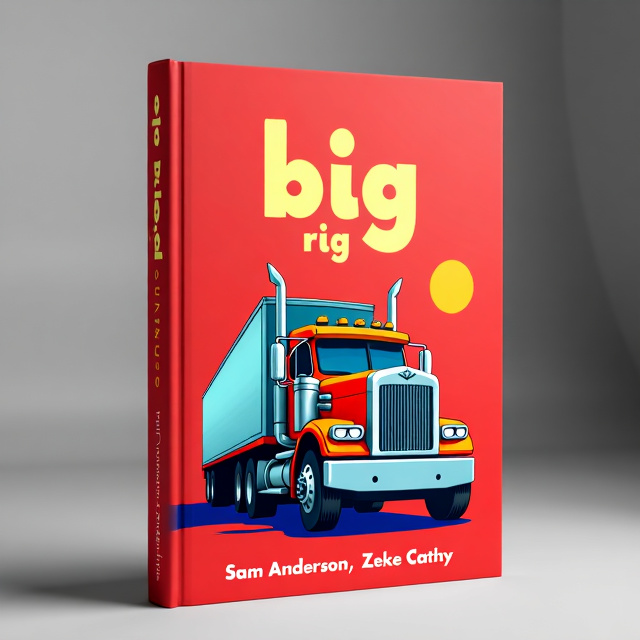 A bold red background with a large, detailed illustration of a big rig truck in the center of the cover. The truck is depicted in a happy and lively manner, with vibrant colors and dynamic lines.