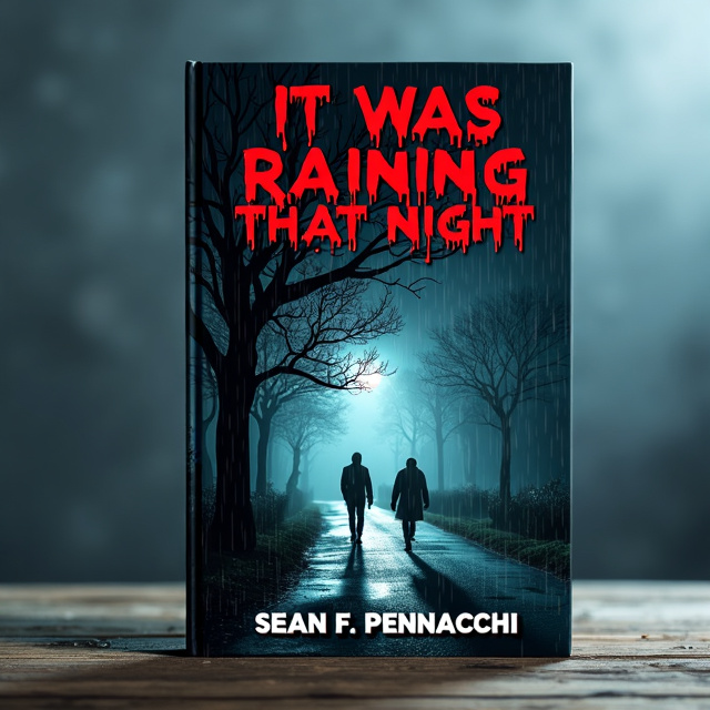The cover features a photorealistic image of a twisted mirror in the rain, reflecting a distorted and eerie version of reality. In the foreground, two shadowy figures are seen walking down a desolate road, adding to the sense of mystery and horror.