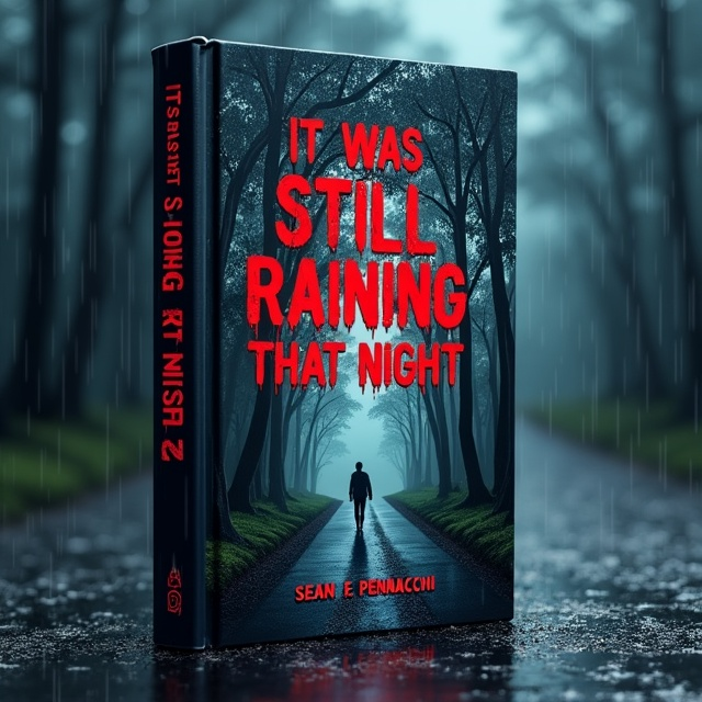 The cover features a photorealistic image of a twisted mirror in the rain, reflecting a distorted and eerie scene. In the foreground, a lone figure is walking down a dark road, adding to the sense of mystery and horror.