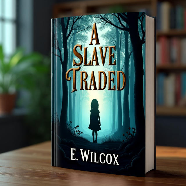 The cover features a dark and mysterious forest with tall trees. In the center, there is a silhouette of a small girl, representing the protagonist. The forest is partially illuminated by a soft, magical glow, adding to the enchanting atmosphere.