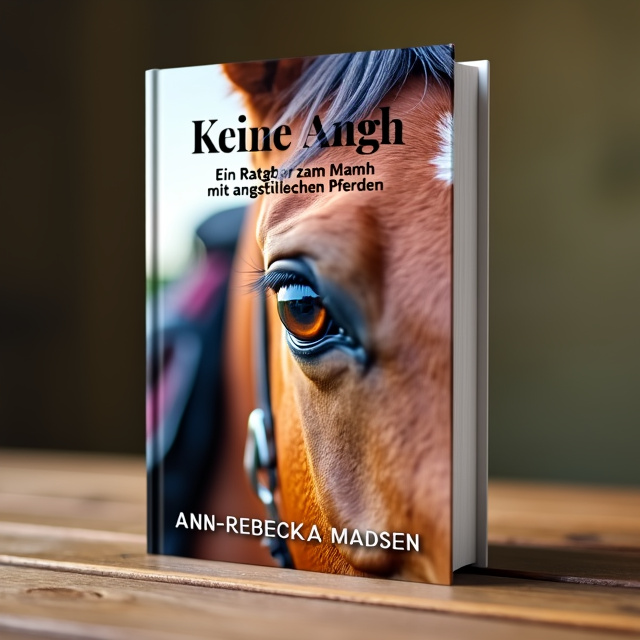 The cover features a close-up image of a horse's eye, showing both fear and curiosity. Behind the horse's eye, there is an image of a horse trainer, confidently guiding the horse. The overall color palette is a combination of warm earth tones and bold contrasting colors, creating a visually striking composition.